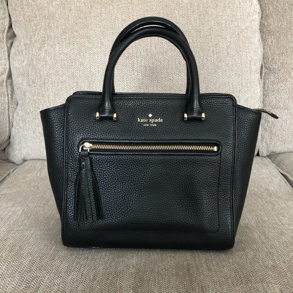 Kate Spade Black Leather Crossbody Satchel Bag